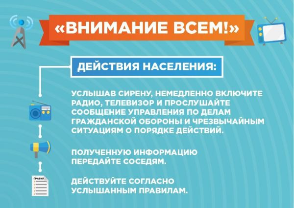 Каждый гражданин Российской Федерации обязан знать порядок действий при получении сигнала «ВНИМАНИЕ ВСЕМ»